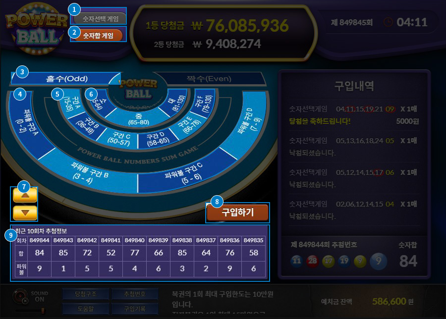 powerball365 숫자합 게임